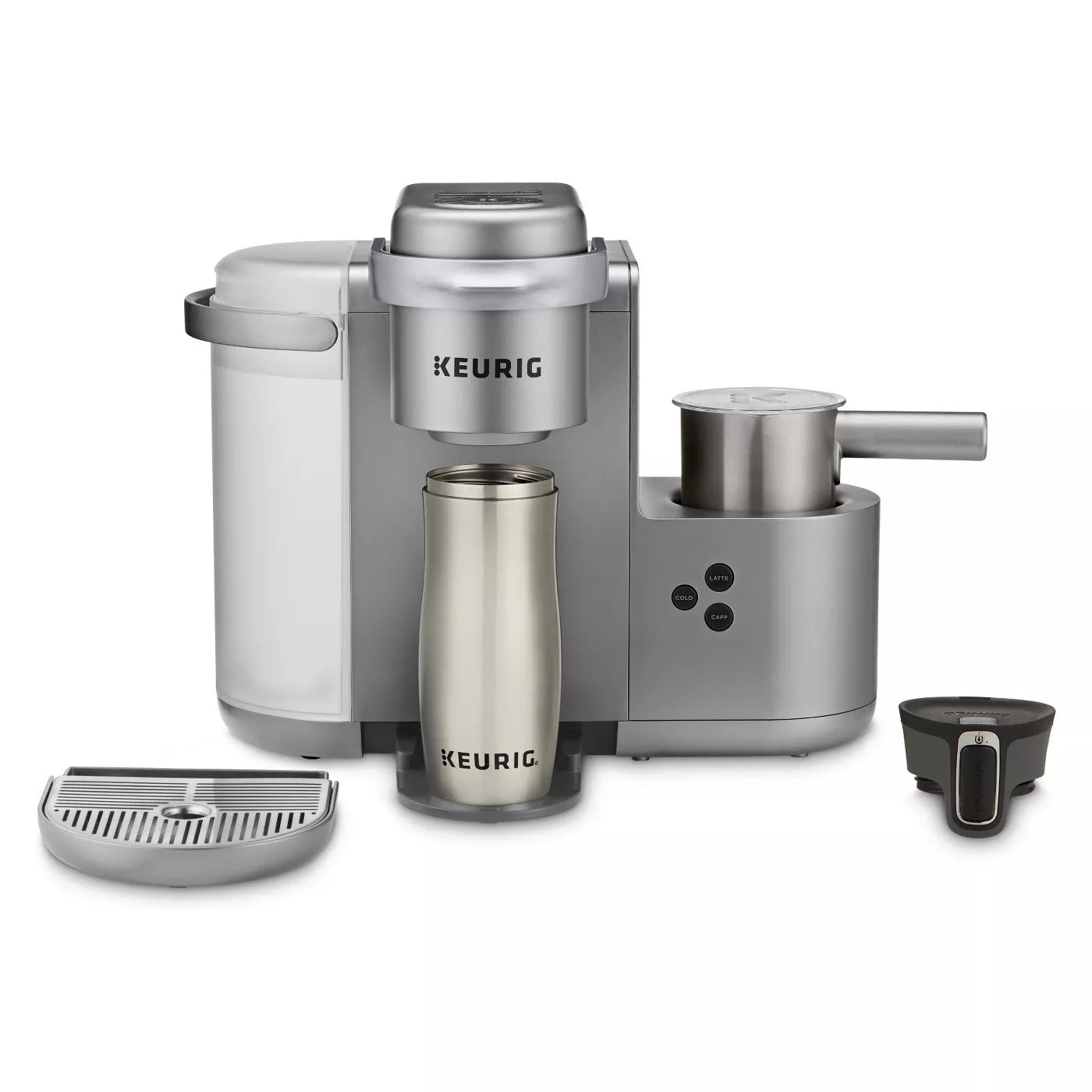 Keurig K-Cafe Special Edition Einzelportions-Kaffeemaschine für Kaffee, Latte und Cappuccino – Nickel
