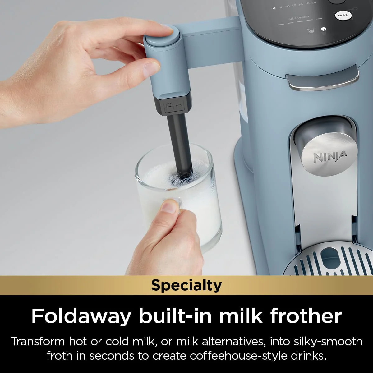 Ninja 2025 Kapsel- und Kaffeepad-Kaffeemaschine für Einzelportionen. Kompatibel mit K-Cup®-Kapseln. Brüht gemahlenen Kaffee oder Pads. Kompaktes Design. 1,6-Liter-Wassertank. Geeignet für Reisebecher von 177 ml bis 710 ml. Kaltbrühfunktion. Farbe: St