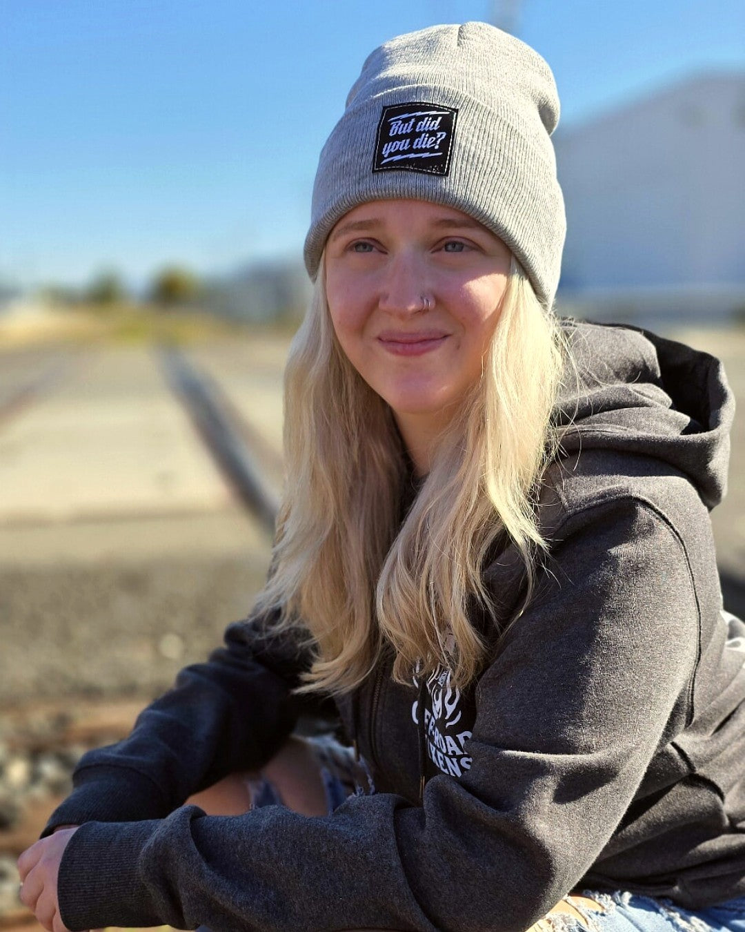 But Did you Die? Beanie - Heather Gray