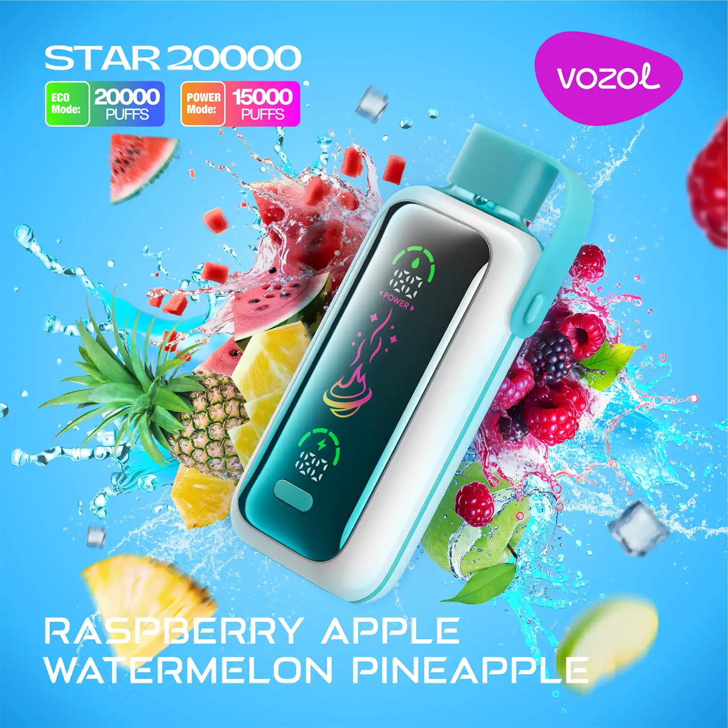 VOZOL STAR 20k – Raspberry Apple Watermelon Pineapple - Zero Vapes