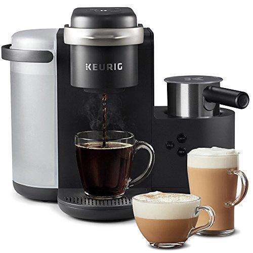 Keurig K-Cafe Einzelportions-Kaffeemaschine für Kaffee, Latte Macchiato und Cappuccino, inklusive Milchaufschäumer, spülmaschinenfest, Fassungsvermögen für mehrere Portionen, kompatibel mit allen K-Cup-Kapseln, Farbe: Dunkelgrau