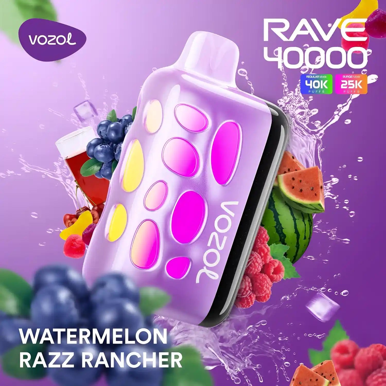 Vozol Rave 40k – Watermelon Razz Rancher - Zero Vapes
