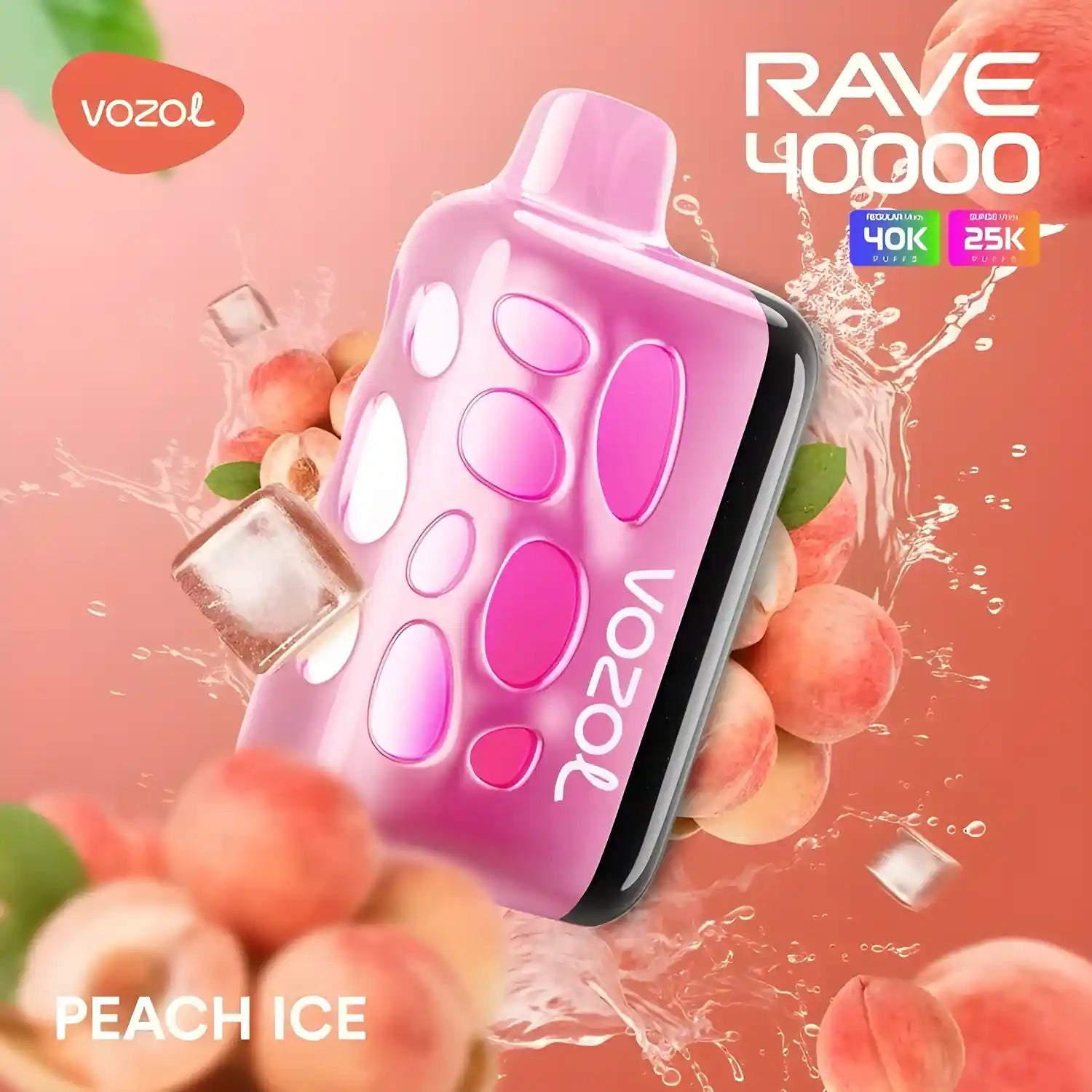 Vozol Rave 40k – Peach Ice - Zero Vapes