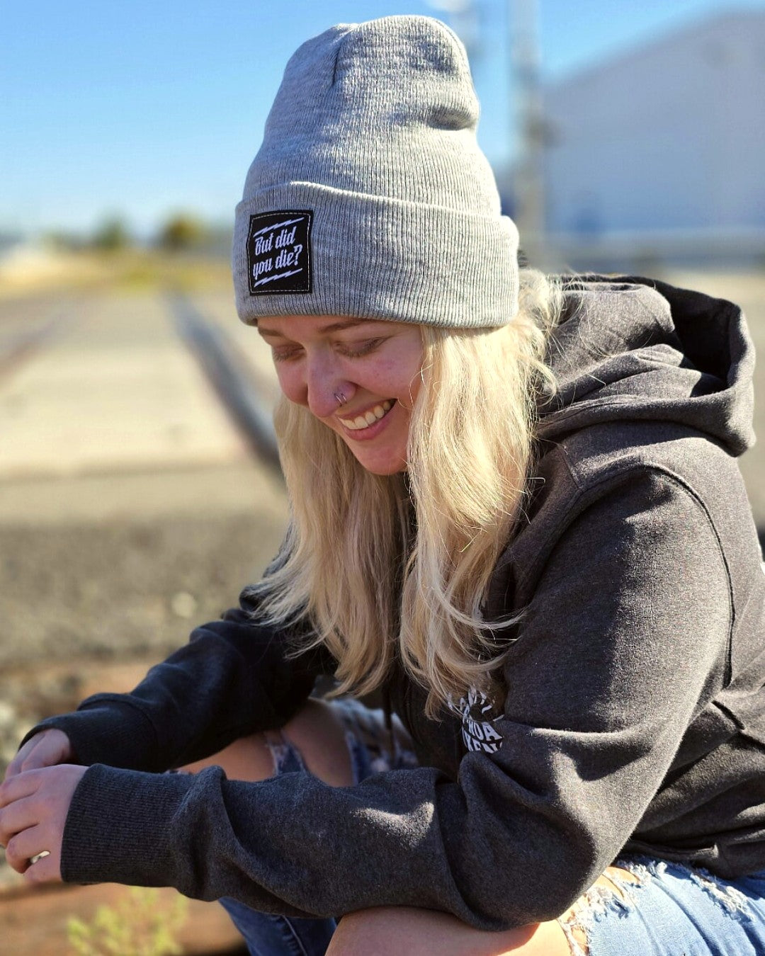 But Did you Die? Beanie - Heather Gray