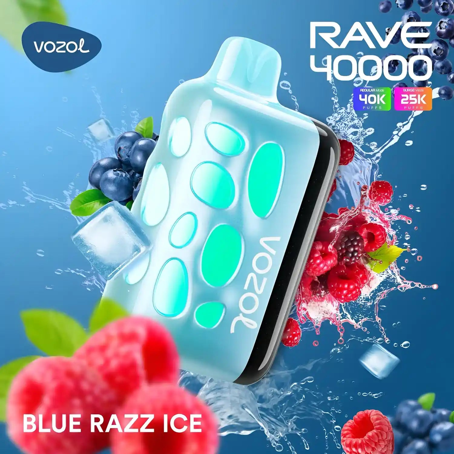 Vozol Rave 40k – Blue Razz Ice - Zero Vapes