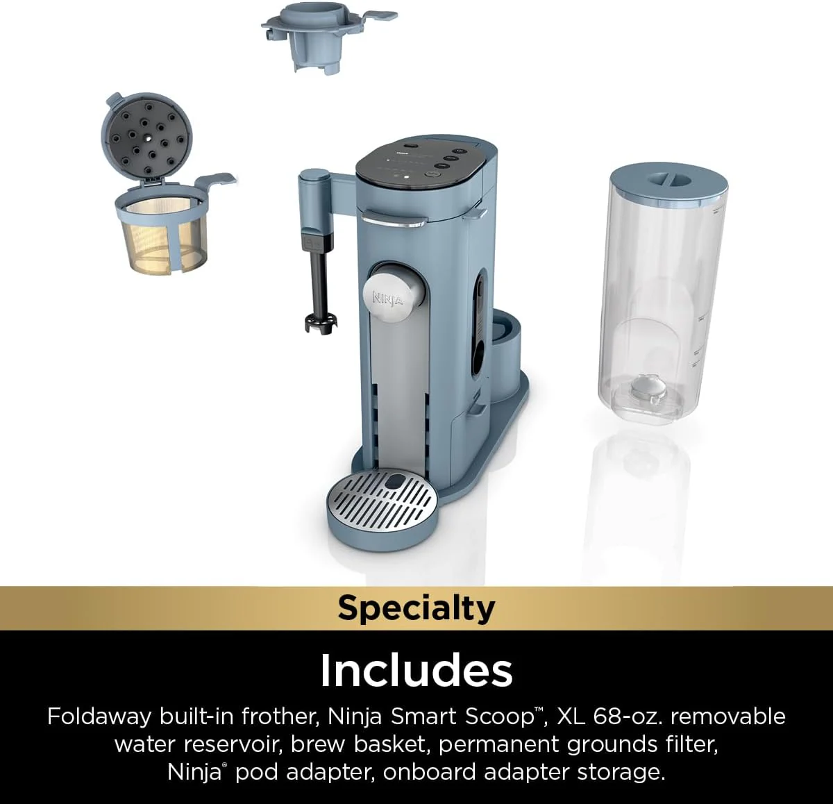 Ninja 2025 Kapsel- und Kaffeepad-Kaffeemaschine für Einzelportionen. Kompatibel mit K-Cup®-Kapseln. Brüht gemahlenen Kaffee oder Pads. Kompaktes Design. 1,6-Liter-Wassertank. Geeignet für Reisebecher von 177 ml bis 710 ml. Kaltbrühfunktion. Farbe: St