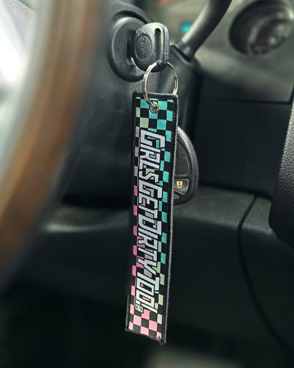 Checkered Keychain - Mint/Pink
