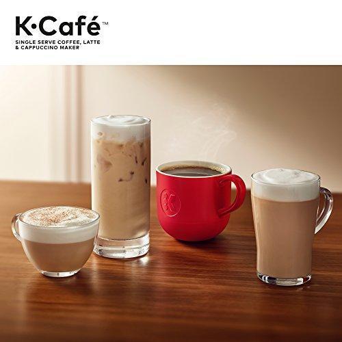 Keurig K-Cafe Einzelportions-Kaffeemaschine für Kaffee, Latte Macchiato und Cappuccino, inklusive Milchaufschäumer, spülmaschinenfest, Fassungsvermögen für mehrere Portionen, kompatibel mit allen K-Cup-Kapseln, Farbe: Dunkelgrau