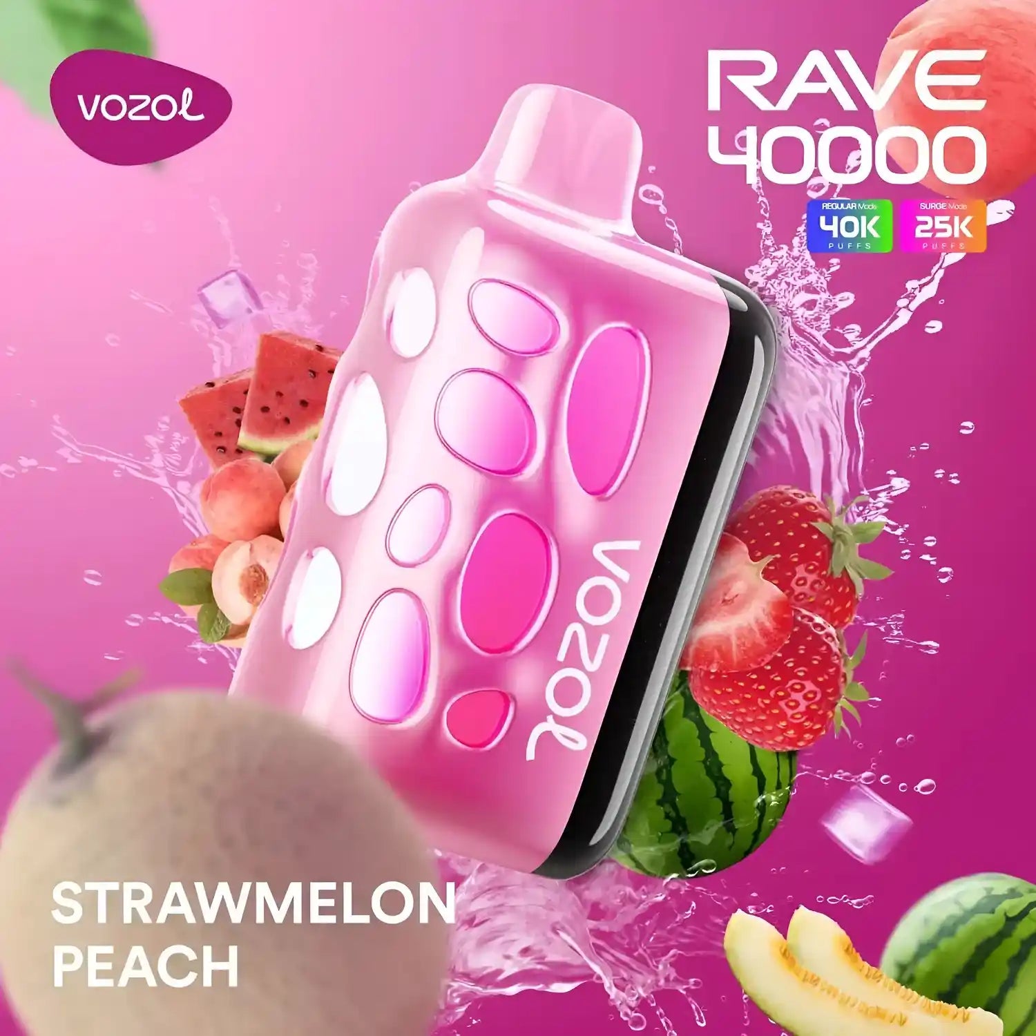 Vozol Rave 40k – Strawmelon Peach - Zero Vapes