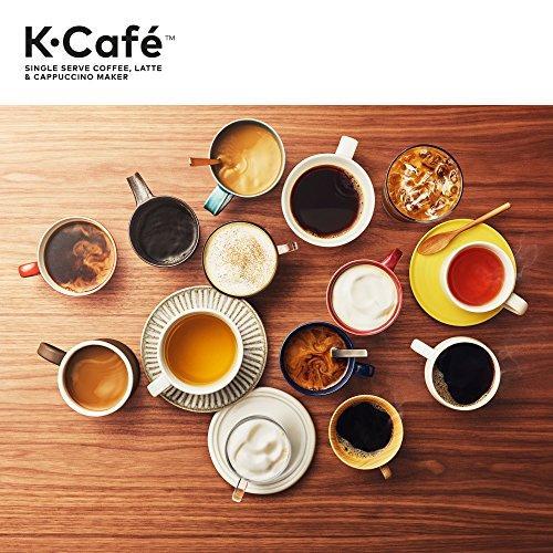 Keurig K-Cafe Einzelportions-Kaffeemaschine für Kaffee, Latte Macchiato und Cappuccino, inklusive Milchaufschäumer, spülmaschinenfest, Fassungsvermögen für mehrere Portionen, kompatibel mit allen K-Cup-Kapseln, Farbe: Dunkelgrau