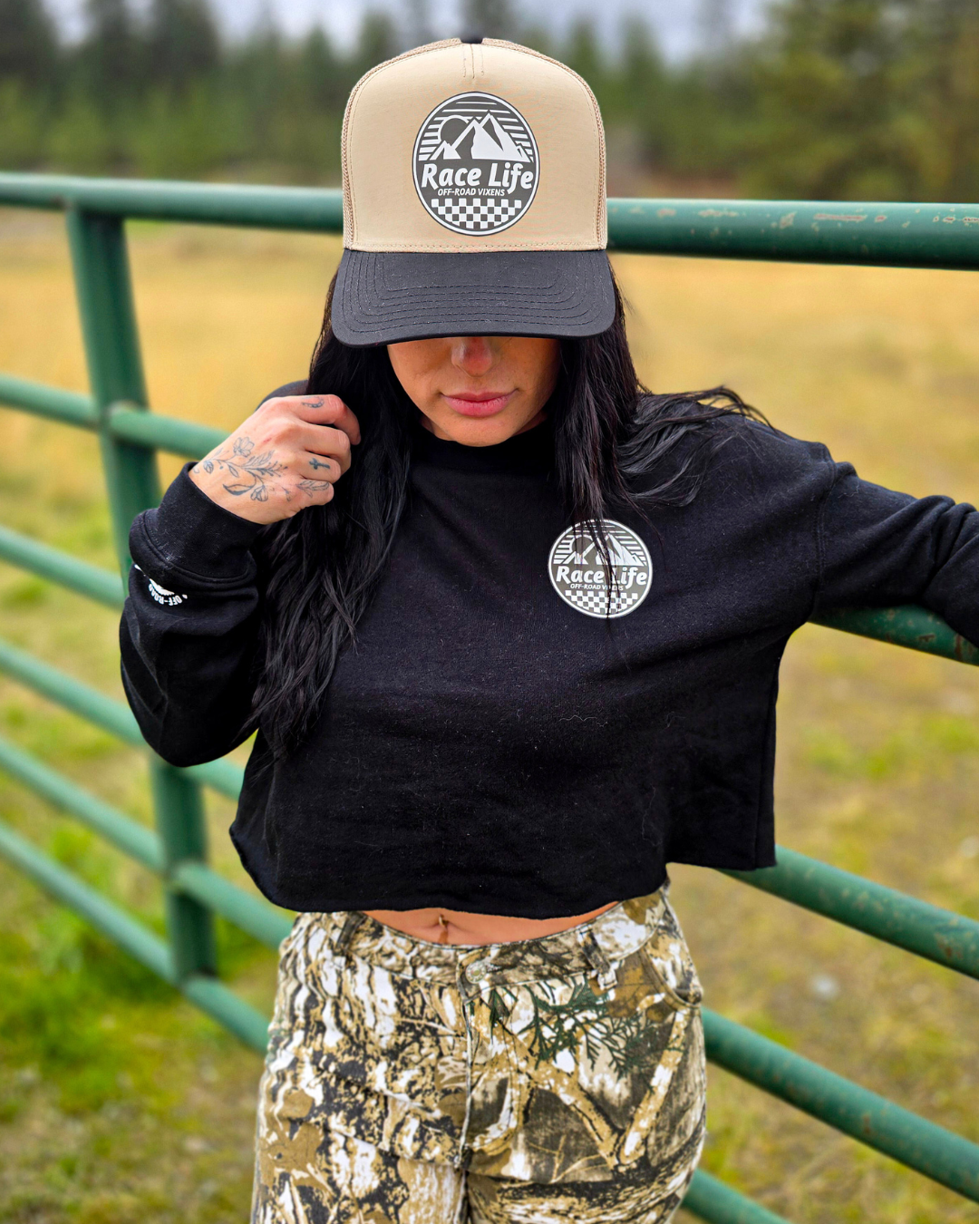 Race Life Cropped Pullover Sweatshirt