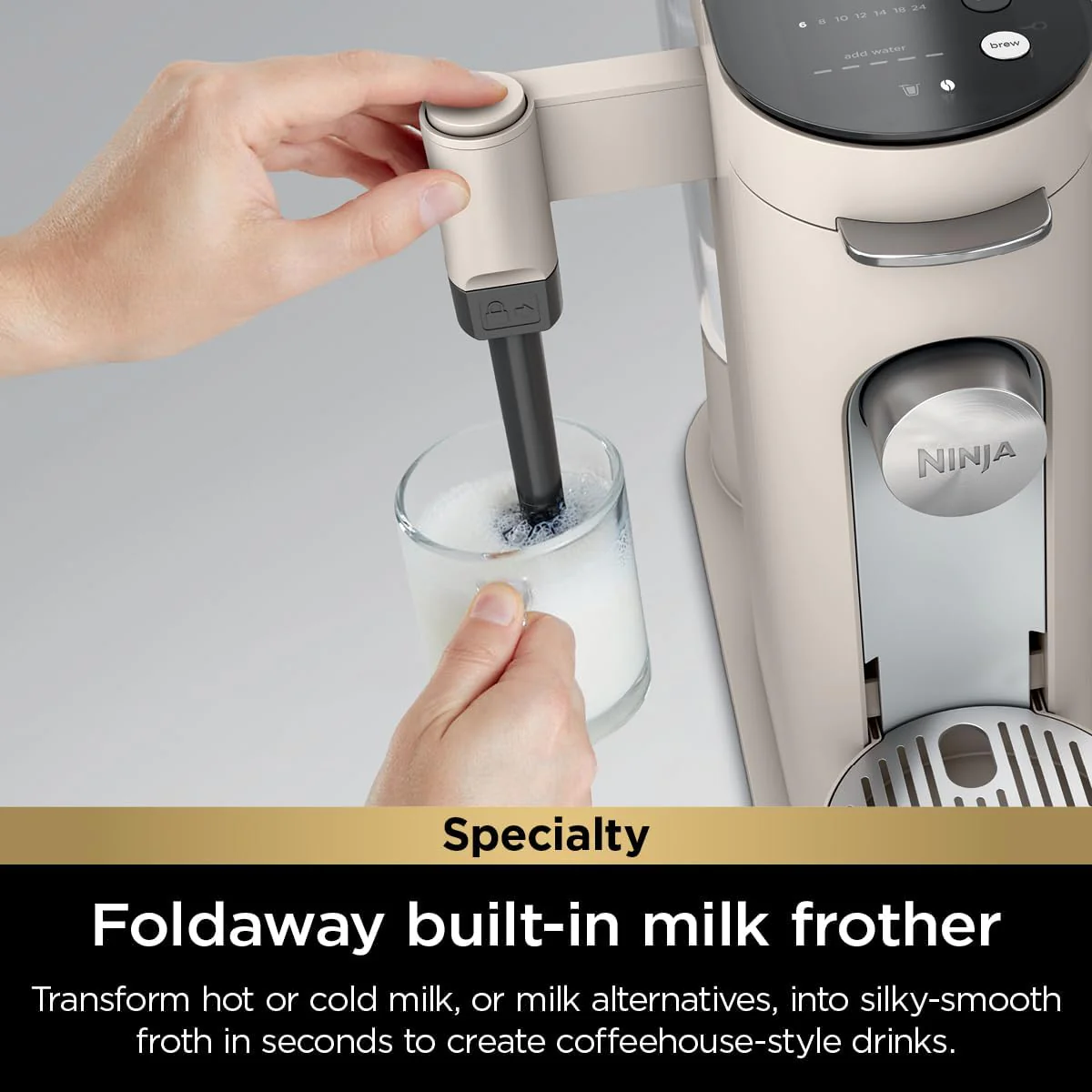 Ninja 2025 Kapsel- und Kaffeepad-Kaffeemaschine für Einzelportionen. Kompatibel mit K-Cup®-Kapseln. Brüht gemahlenen Kaffee oder Pads. Kompaktes Design. 1,6-Liter-Wassertank. Geeignet für Reisebecher von 177 ml bis 710 ml. Kaltbrühfunktion. Farbe: St