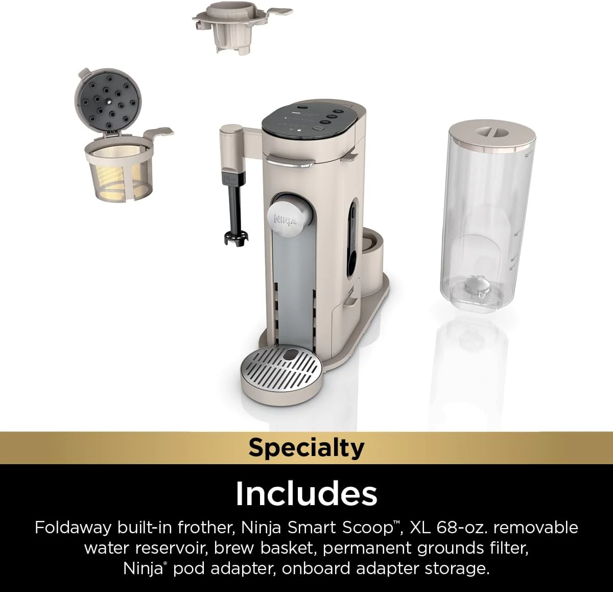 Ninja 2025 Kapsel- und Kaffeepad-Kaffeemaschine für Einzelportionen. Kompatibel mit K-Cup®-Kapseln. Brüht gemahlenen Kaffee oder Pads. Kompaktes Design. 1,6-Liter-Wassertank. Geeignet für Reisebecher von 177 ml bis 710 ml. Kaltbrühfunktion. Farbe: St