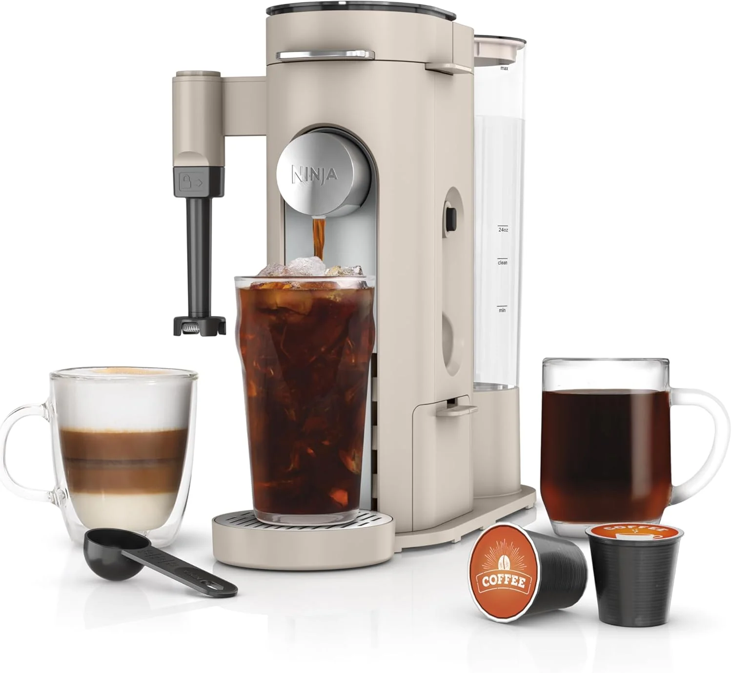 Ninja 2025 Kapsel- und Kaffeepad-Kaffeemaschine für Einzelportionen. Kompatibel mit K-Cup®-Kapseln. Brüht gemahlenen Kaffee oder Pads. Kompaktes Design. 1,6-Liter-Wassertank. Geeignet für Reisebecher von 177 ml bis 710 ml. Kaltbrühfunktion. Farbe: St