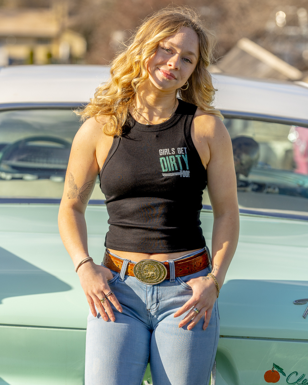 Dirt Tracks Cropped Micro Rib Tank