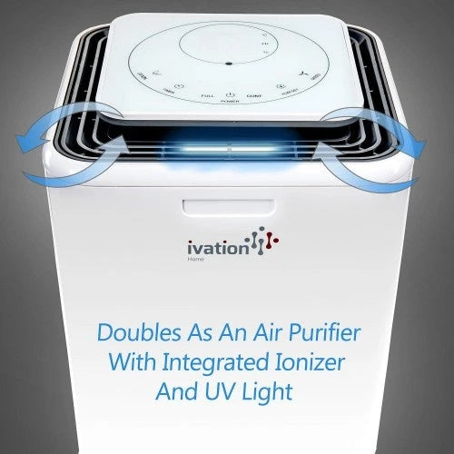 Ivation 11-Pint Kompakt-Luftentfeuchter – mit Dauerablaufschlauch für kleine Räume, Badezimmer, Dachboden, Kriechkeller und Schränke – für Räume bis zu 20 Quadratmeter (216 Quadratfuß).