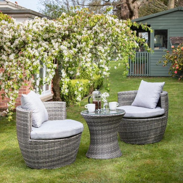 2 Seater Rattan Egg Chair Bistro Set