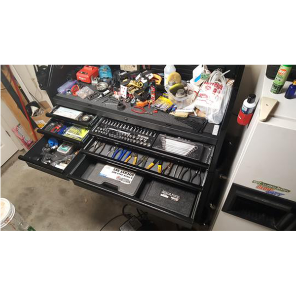 Industrial 52 in. W x 21.5 in. D 15-Drawer Tool Chest and Rolling Cabinet Combo with LED Light in Matte Black