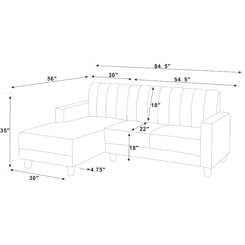 Dyer Avenue 84,5'' Festes Sofa und Chaiselongue mit Blick auf die linke Seite