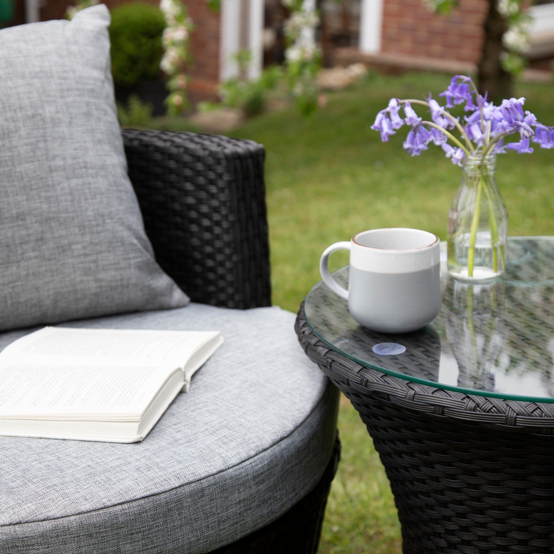 2 Seater Rattan Egg Chair Bistro Set