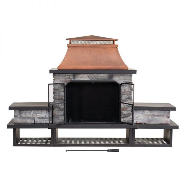 52.36′′ H x 81.5′′ W Wood Burning Outdoor Fireplace