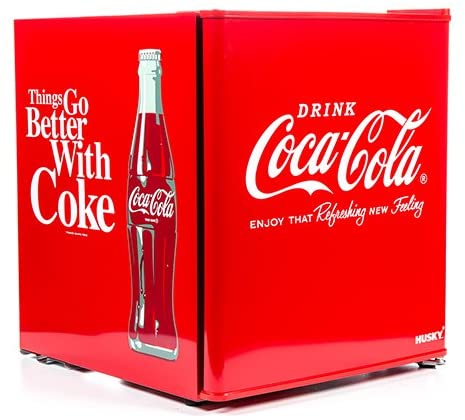Husky HUS-EL196 Coca Cola Design Mini Fridge/Drinks Cooler, Red [Energy Class F]