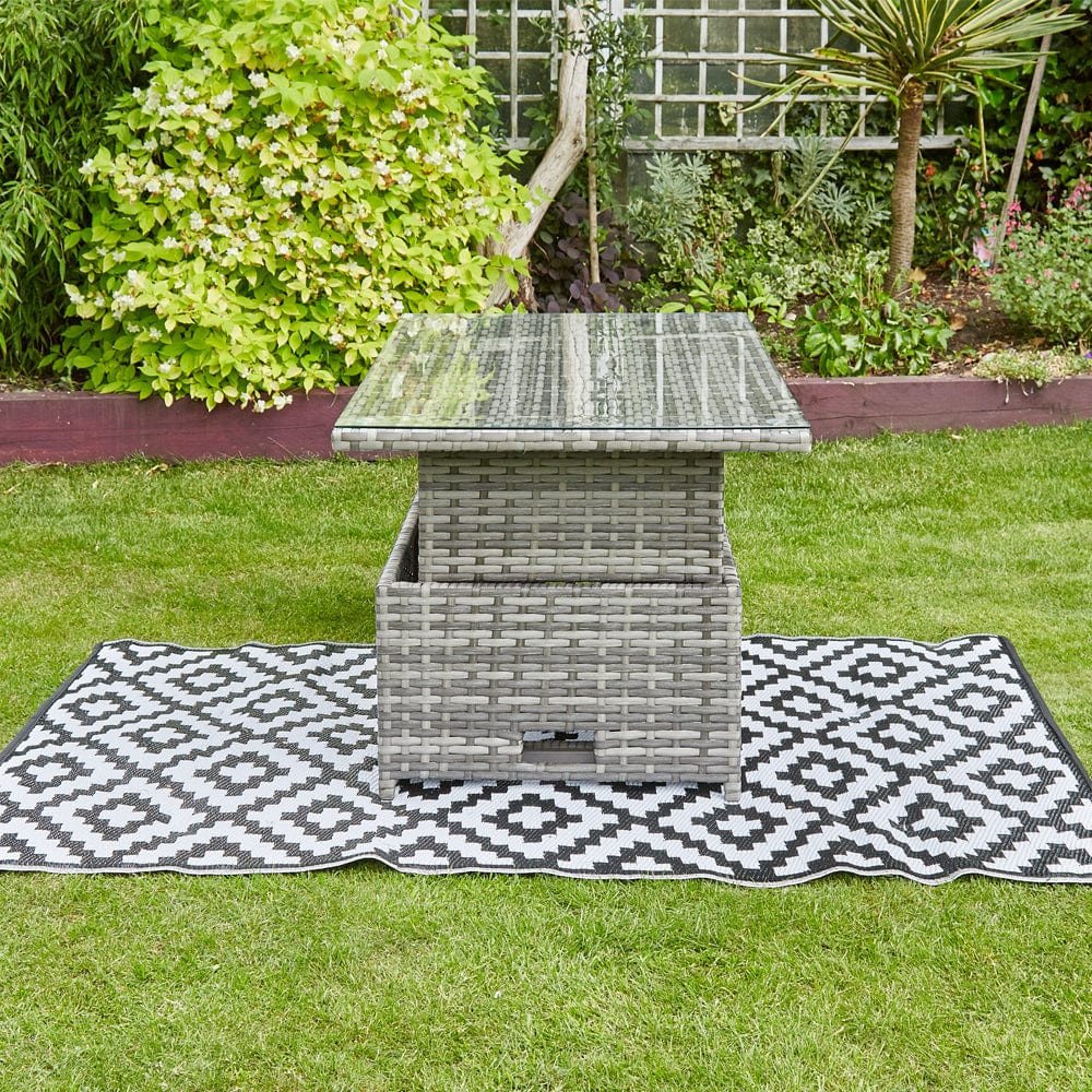 BARCELONA 9 SEATER RATTAN GARDEN DINING SET WITH RISING TABLE IN GREY