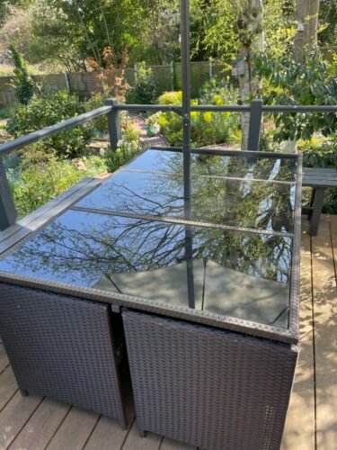 Cube Rattan Garden Furniture Set Chairs Sofa Stool Table Patio 6 Seater Set