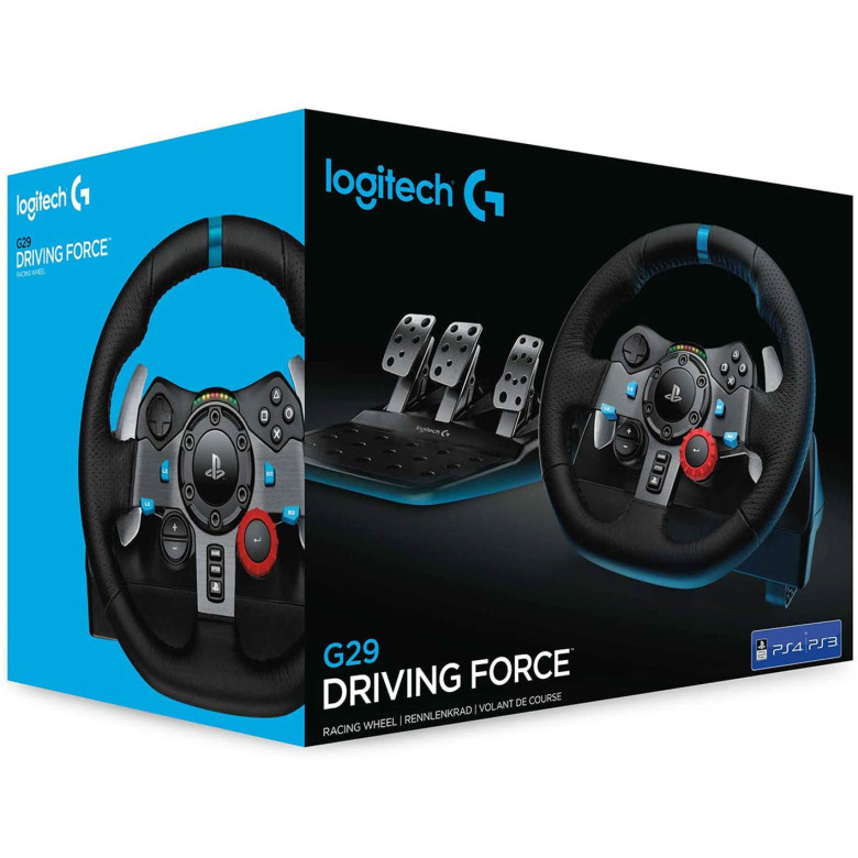 Logitech G Dual-Motor Feedback Driving Force G29 Gaming Racing Wheel with Responsive Pedals for PlayStation 5, PlayStation 4 and PlayStation 3 - Black