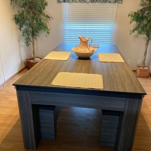 Atomic 7' Hampton 3-in-1 Combination Table Includes Billiards, Table Tennis Dining Table Dual Storage Bench Seating