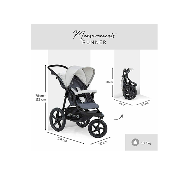 Hauck Runner 3 Wheel Stroller - Silver/Grey