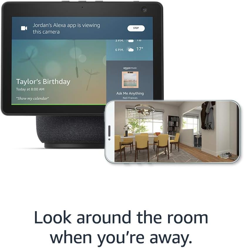 Echo Show 10 (3rd generation) | HD smart display with motion and Alexa, Charcoal Fabric