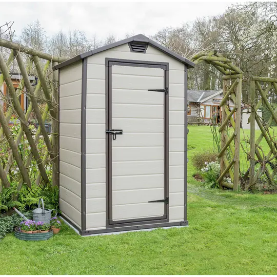 Keter Manor Outdoor Plastic Garden Storage Shed, Beige, 4 x 3 ft