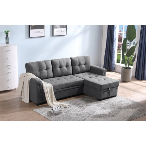 Copper Grove Arogundade Woven Fabric Reversible Sectional Sofa Sleeper