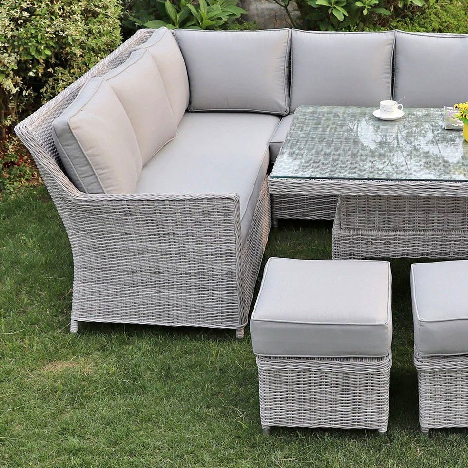 Corner Sofa Set with Rectangular Rising Table (Grey)
