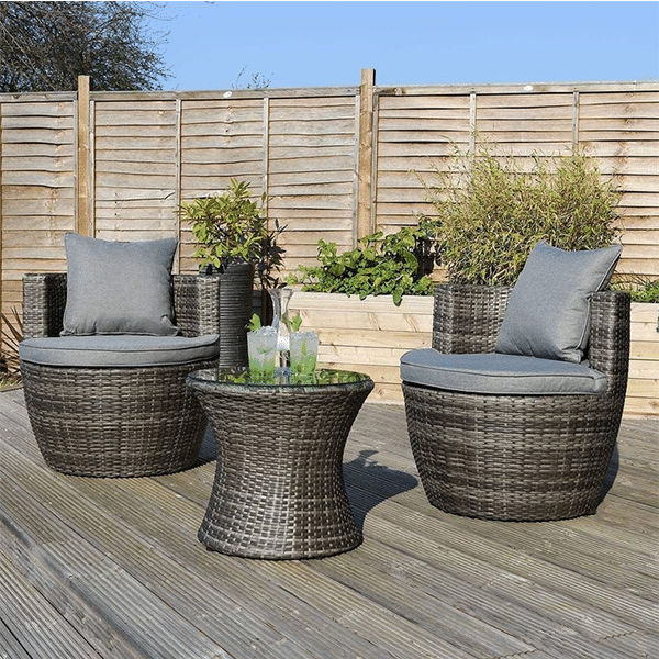 Rattan Wicker Bottle Shape Bistro Patio Set, Aluminium, Seat Pads