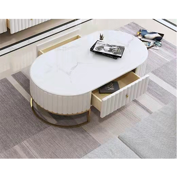Modern minimalist oval marble coffee table