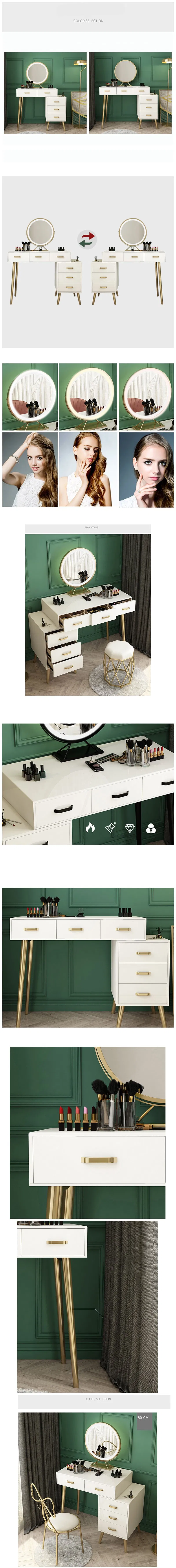 Nordic Light Luxury Dressing Table Bedroom Net Red Ins Wind Storage Cabinet Integrated Modern Minimalist Small Apartment Dressing Table 0018