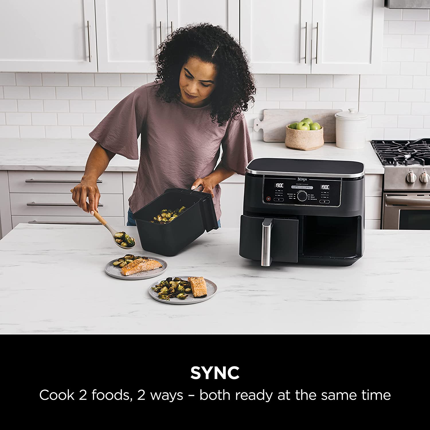 Ninja Foodi Max Dual Zone Air Fryer [AF400UK] 2-drawer, 6 cooking functions, 9.5L