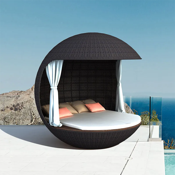 Rattan furniture leisure club beach swimming pool double rattan bed personalized custom creative round lazy