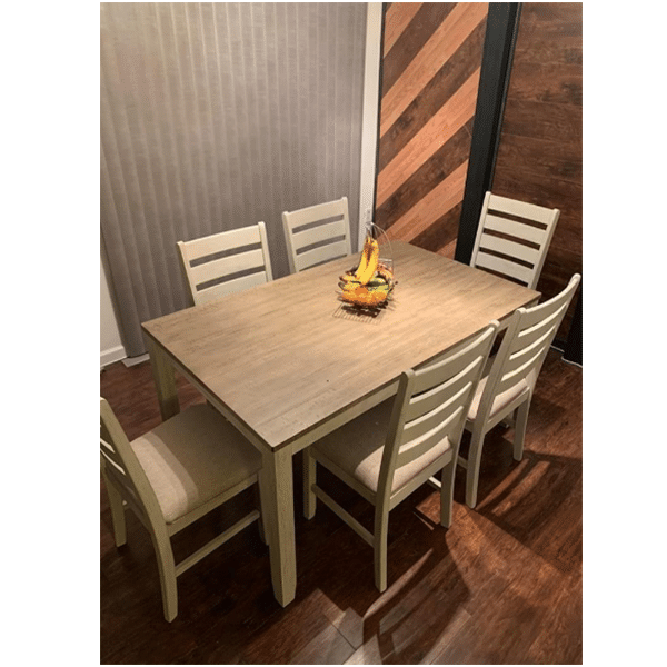 Iconic Design Dining Table Set with 6 Upholstered Chairs, Brown