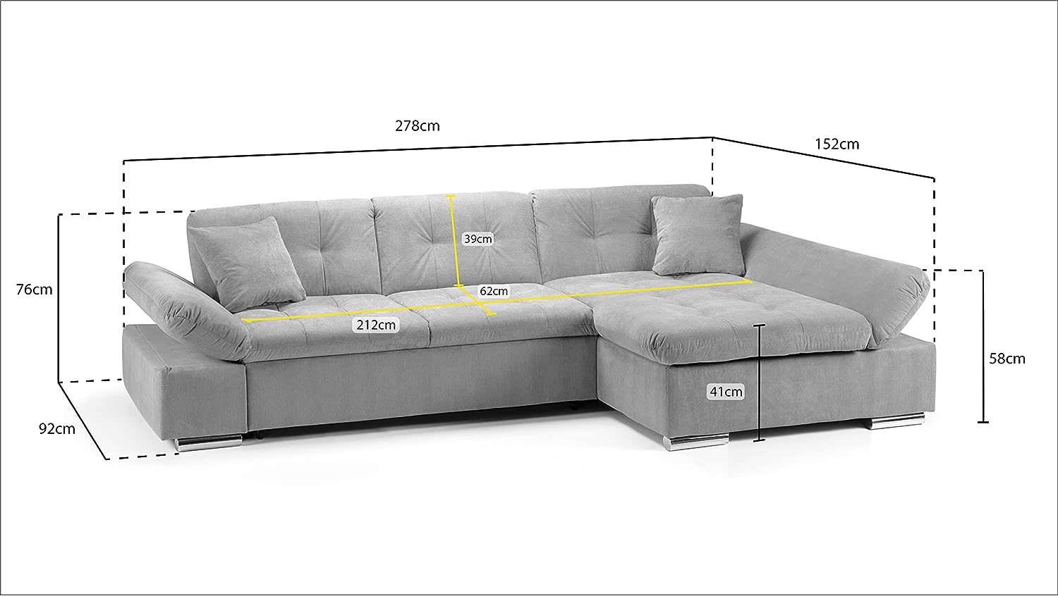Honeypot Malvi Corner Sofa Bed with storage All Grey