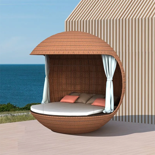 Rattan furniture leisure club beach swimming pool double rattan bed personalized custom creative round lazy