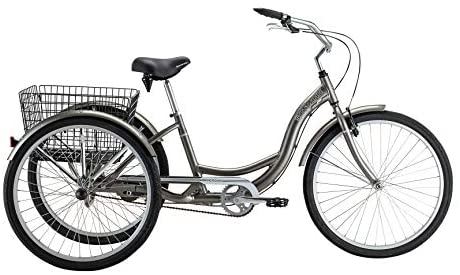 Schwinn Meridian Adult Tricycle, 24 or 26-Inch Wheel Options, Low Step-Through Aluminum Frame, Cargo Basket, Multiple Colors