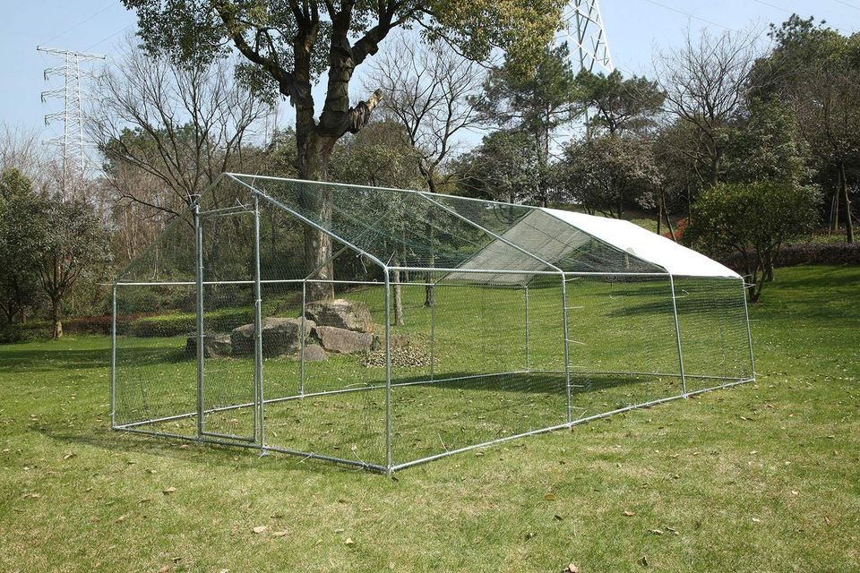 Metal Chicken Cage 10'x20'x6.4' large walk-in coop with cover