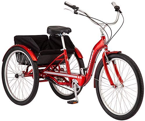 Schwinn Meridian Adult Tricycle, 24 or 26-Inch Wheel Options, Low Step-Through Aluminum Frame, Cargo Basket, Multiple Colors