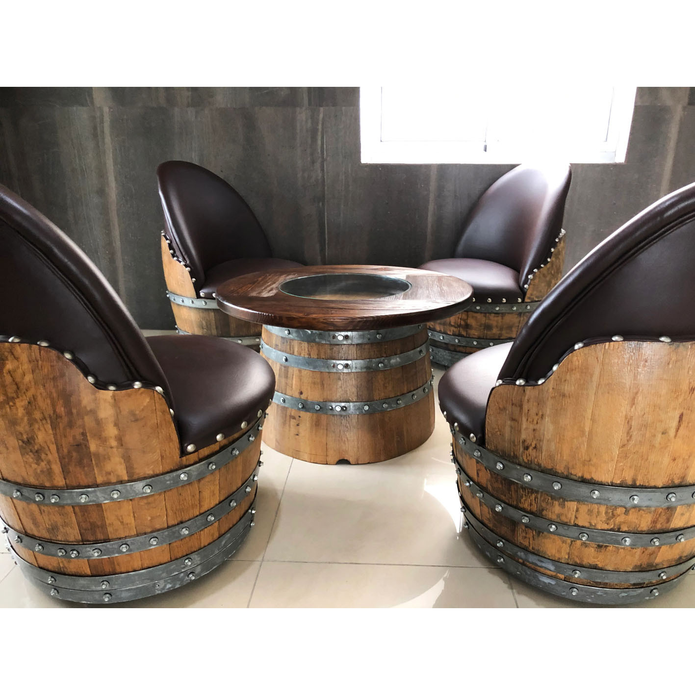 4-Chair Half-Barrel Lounge Set