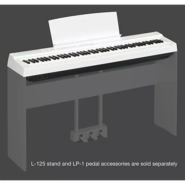 Yamaha P125 88-Key Weighted Action Digital Piano with Power Supply and Sustain Pedal, White