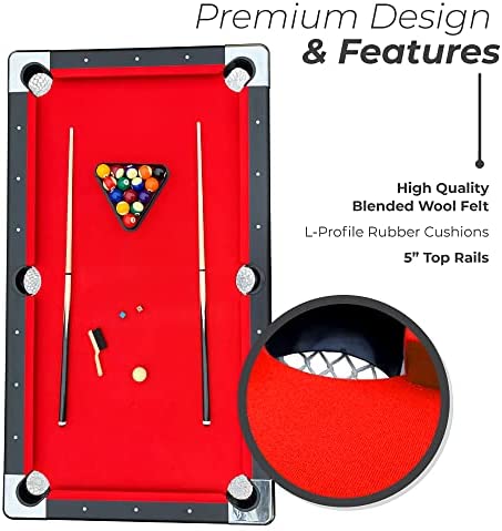 Hathaway Fairmont Portable 6-Ft Pool Table for Families with Easy Folding for Storage, Includes Balls, Cues, Chalk