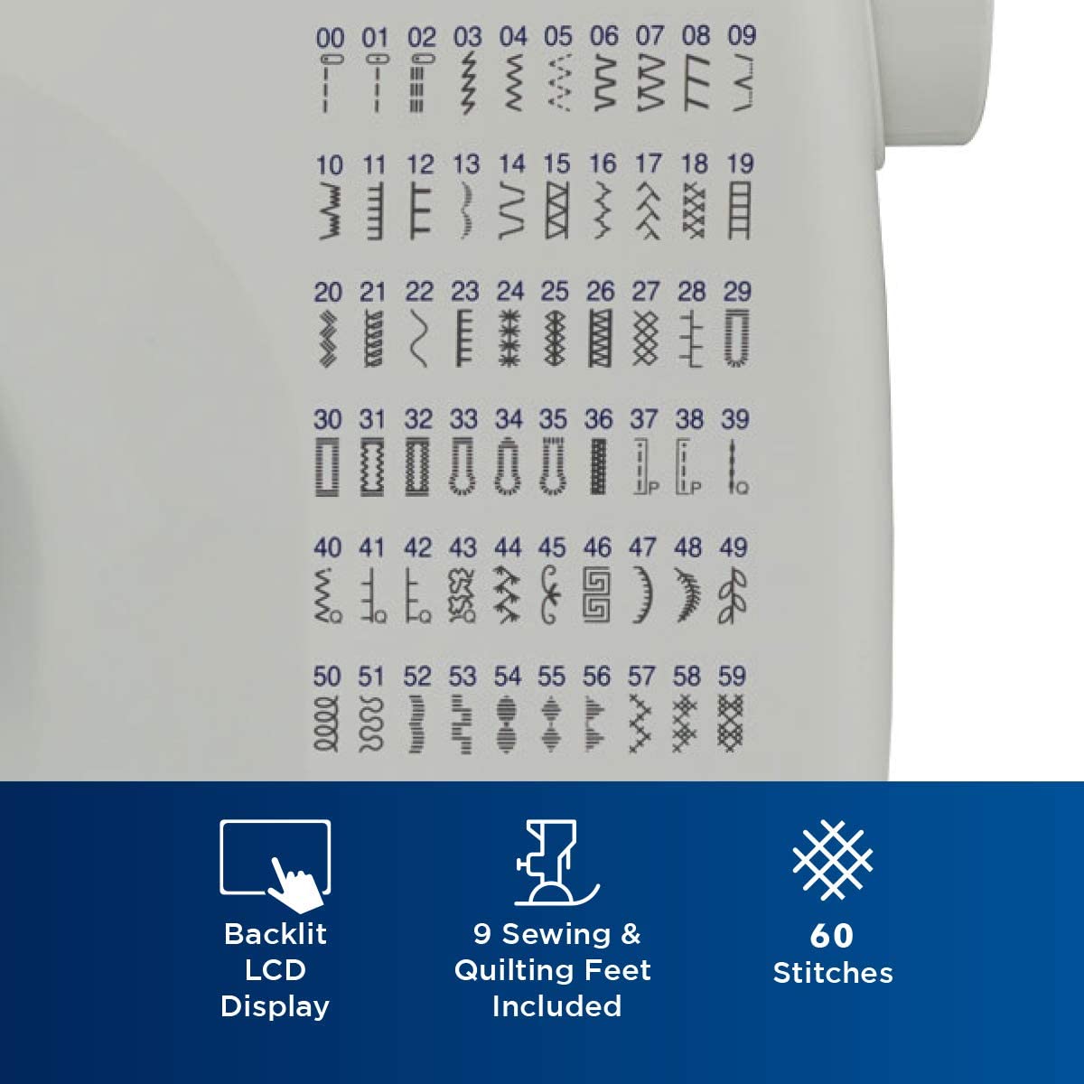 Brother Sewing and Quilting Machine, CS6000i, 60 Built-in Stitches, 2.0′′ LCD Display, Wide Table, 9 Included Sewing Feet